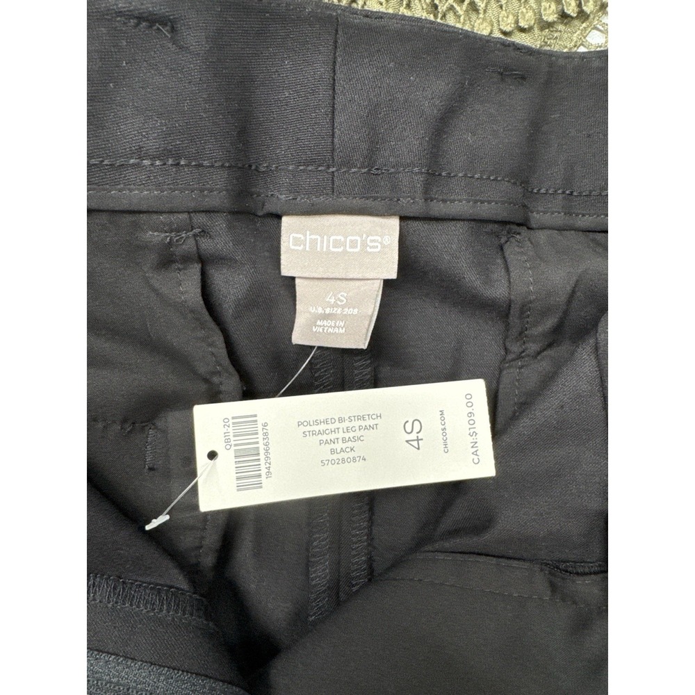 Chico's 4S Black Bi-Stretch Straight Leg Career‎ Pants Short NWT - Picture 3 of 13